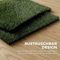 Hundetoilette 63 x 50,5 cm Hundeklo mit 2 Kunstrasen waschbar Welpentoilette für Hunde für Balkon Zuhause Schwarz+Grün