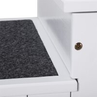 Hundetreppe 3 Stufen Katzentreppe Haustiertreppe Hundetreppe für Hunde und Katzen Tiertreppe Einstiegshilfe mit Teppich Stauraum für Sofa Bett Tannenholz Weiß 40,5 x 44,5 x 38 cm