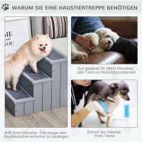 Hundetreppe 3 Stufen für kleine bis mittelgroße Hund Haustiertreppe mit Stauraum 38 cm Hohe Katzentreppe Hunderampe Einstiegshilfe für Bett, Sofa, Couch und Auto Grau