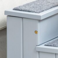 Hundetreppe 3 Stufen für kleine bis mittelgroße Hund Haustiertreppe mit Stauraum 38 cm Hohe Katzentreppe Hunderampe Einstiegshilfe für Bett, Sofa, Couch und Auto Grau