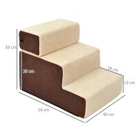 Haustiertreppe Hundetreppe Katzentreppe 3 Stufen für Katzen und Hunde Plüsch Beige 54 x 40 x 39cm