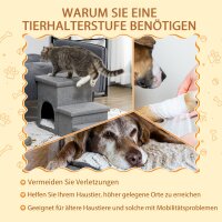 Haustiertreppe mit Haustierbett, inkl, versteckter Stauraum, 73,5 cm x 33 cm x 40,5 cm, Hellgrau