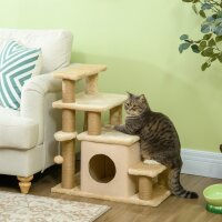 Haustiertreppe, Kratzbaum, 4 Stufen, Spielball,...