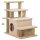 Haustiertreppe, Kratzbaum, 4 Stufen, Spielball, Häuschen, höhenverstellbar, 60 x 40 x 66 cm, Beige
