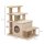 Haustiertreppe, Kratzbaum, 4 Stufen, Spielball, Häuschen, höhenverstellbar, 60 x 40 x 66 cm, Beige