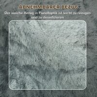 Faltbare Haustiertreppe, 3 Stufen, waschbarer Plüschbezug, Spanplatte, 46 x 35 x 35 cm, Hellgrau