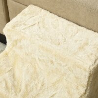 Faltbare Haustiertreppe, 3 Stufen, waschbarer Plüschbezug, Spanplatte, 46 x 35 x 35 cm, Beige