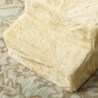 Faltbare Haustiertreppe, 3 Stufen, waschbarer Plüschbezug, Spanplatte, 46 x 35 x 35 cm, Beige