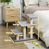 Hundetreppe 3 Stufen 54 cm Hoch Haustiertreppe für Kleine Hunde Katzentreppe mit Sisal Kratzbäumen, Spielball