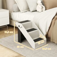 Hundetreppe 3 Stufen 36,5 cm Hoch Haustiertreppe für Kleine Hunde klappbar für Bett, Sofa, Couch Auto Cremeweiß
