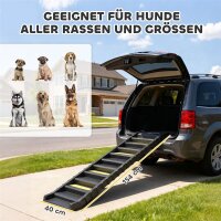 Hunderampe klappbar Hundetreppe Auto & SUV rutschfest Hundeautorampe für Große Tiere bis 25 kg 154x40cm Schwarz