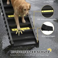 Hunderampe klappbar Hundetreppe Auto & SUV rutschfest Hundeautorampe für Große Tiere bis 25 kg 154x40cm Schwarz