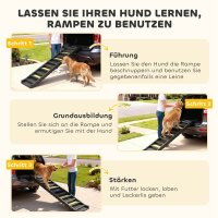 Hunderampe klappbar Hundetreppe Auto & SUV rutschfest Hundeautorampe für Große Tiere bis 25 kg 154x40cm Schwarz