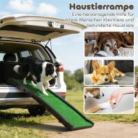 Hunderampe klappbar Hundetreppe rutschfest Einstiegshilfe für Kofferraum, für Tiere bis 90 kg 155x38,5x15,5 cm Schwarz