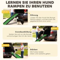 Hunderampe klappbar Hundetreppe rutschfest Einstiegshilfe für Kofferraum, für Tiere bis 90 kg 155x38,5x15,5 cm Schwarz