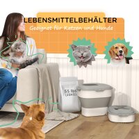 Trockenfutter-Behälter, faltbar, bis 25 kg, mit Zubehör, 44x32x37cm, Grau