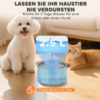 Katzenbrunnen 2,5L Trinkbrunnen für Katzen mit leiser Pumpe LED Aktivkohlefilter 19,4 x 19,4 x 18,7 cm