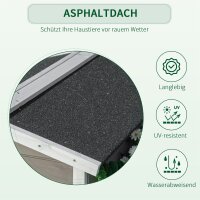 Katzenhaus aus Holz Winterfest wasserdicht Katzenhütte mit Asphaltdach  Terrasse Katzenhöhle Katzenkiste Outdoor Schutzhütte für Draußen Garten Balkon 115 x 66,5 x 74,7 cm Grau+Weiß