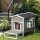 Katzenhaus aus Holz Winterfest wasserdicht Katzenhütte mit Asphaltdach  Terrasse Katzenhöhle Katzenkiste Outdoor Schutzhütte für Draußen Garten Balkon 115 x 66,5 x 74,7 cm Grau+Weiß