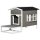 Katzenhaus aus Holz Winterfest wasserdicht Katzenhütte mit Asphaltdach  Terrasse Katzenhöhle Katzenkiste Outdoor Schutzhütte für Draußen Garten Balkon 115 x 66,5 x 74,7 cm Grau+Weiß