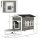 Katzenhaus aus Holz Winterfest wasserdicht Katzenhütte mit Asphaltdach  Terrasse Katzenhöhle Katzenkiste Outdoor Schutzhütte für Draußen Garten Balkon 115 x 66,5 x 74,7 cm Grau+Weiß