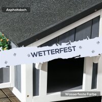 Outdoor-Katzenhaus, zweistöckig, Bodenabstand, Naturholz, Asphaltdach, grau, 96 x 65 x 85,5 cm
