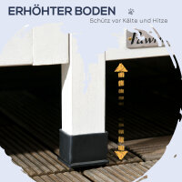 Outdoor-Katzenhaus, zweistöckig, Bodenabstand, Naturholz, Asphaltdach, grau, 96 x 65 x 85,5 cm