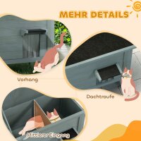 Katzenhaus Outdoor-Katzenhaus Katzenhütte, wetterbeständig, 1 Fenster, 1 Eingang, 85 x 50 x 68,5 cm, Dunkelgrau+Schwarz