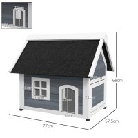 Katzenhaus, wetterfest, mit Fenster, 77x57,5x68cm (außer Asphaltdach), Grau/Weiß/Schwarz