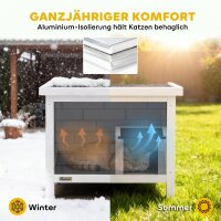 Katzenhaus Wetterfeste Katzenhütte aus Holz mit aufklappbarem Dach Aluminium-Isolierplatten Asphaltdach 61x51x53,5 cm