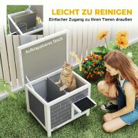 Katzenhaus Wetterfeste Katzenhütte aus Holz mit aufklappbarem Dach Aluminium-Isolierplatten Asphaltdach 61x51x53,5 cm