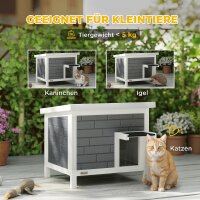 Katzenhaus Wetterfeste Katzenhütte aus Holz mit aufklappbarem Dach Aluminium-Isolierplatten Asphaltdach 61x51x53,5 cm