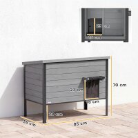 Wetterfest Katzenhaus mit aufklappbarem Dach herausnehmbarem Boden Eingang für 1-2 Katzen bis 12 kg 85x55x70 cm Hellgrau
