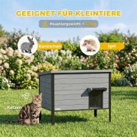Wetterfest Katzenhaus mit aufklappbarem Dach herausnehmbarem Boden Eingang für 1-2 Katzen bis 12 kg 85x55x70 cm Hellgrau