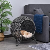 Katzenhaus aus Rattan mit Kissen Katzenschlafplatz...
