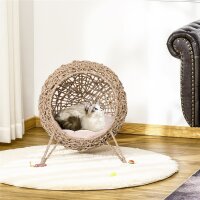 Katzenhaus aus Rattan mit Kissen Katzenschlafplatz...