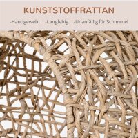 Katzenhaus aus Rattan mit Kissen Katzenschlafplatz Katzenhöhle mit erhöhten Füßen Natur Ø52 x 58 cm