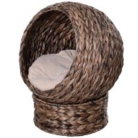 Katzenkorb aus Wasserhyazinthe inkl, Kissen, Katzenbett,...