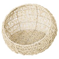 Rattan Katzenhöhle Katzenbett Katzenhaus mit Kissen Katzenzelt Haustierhaus für Katzen Hunde Beige Ø56 x 35 cm