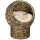 Rattan Katzenkorb Katzenhöhle Katzenhütte Katzenbett mit Kissen Haustierbett Wasserhyazinthe Kaffee 40 x 37 x 51 cm