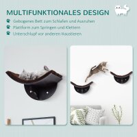 Katzenliege Katzen Wandliege Katzenbett Katzenregal Wandmontage Plüschauflage Braun 41 x 28 x 21 cm