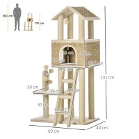 mit Katzenhöhle inkl, Spielzeug  Sisal Plüsch Khaki + Beige + Kaffee