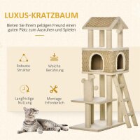 mit Katzenhöhle inkl, Spielzeug  Sisal Plüsch Khaki + Beige + Kaffee