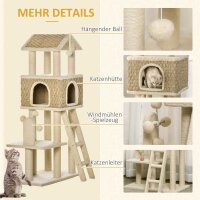 mit Katzenhöhle inkl, Spielzeug  Sisal Plüsch Khaki + Beige + Kaffee