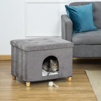 2-IN-1 Katzenhöhle Fußhocker mit Kissen...