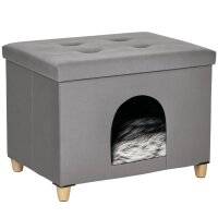 2-IN-1 Katzenhöhle Fußhocker mit Kissen...