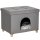 2-IN-1 Katzenhöhle Fußhocker mit Kissen Holzbeine Katzenhaus Katzenkorb weich gepolstert Ottomane elegantes Design abnehmbar MDF Plüsch Grau 60 x 45 x 44,5 cm