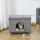 2-IN-1 Katzenhöhle Fußhocker mit Kissen Holzbeine Katzenhaus Katzenkorb weich gepolstert Ottomane elegantes Design abnehmbar MDF Plüsch Grau 60 x 45 x 44,5 cm