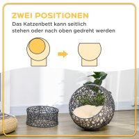 Katzenkorb, Katzenhöhle inkl, Kissen, 2-teilig, 50 cm x 50 cm x 60 cm, Cremeweiß + Anthrazit