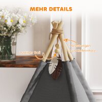 Tipi-Zelt für Haustiere, Tierbett im Tipi-Design, Katzenzelt mit Kissen, Hundebett zum Schlafen, Katzenbett, Grau